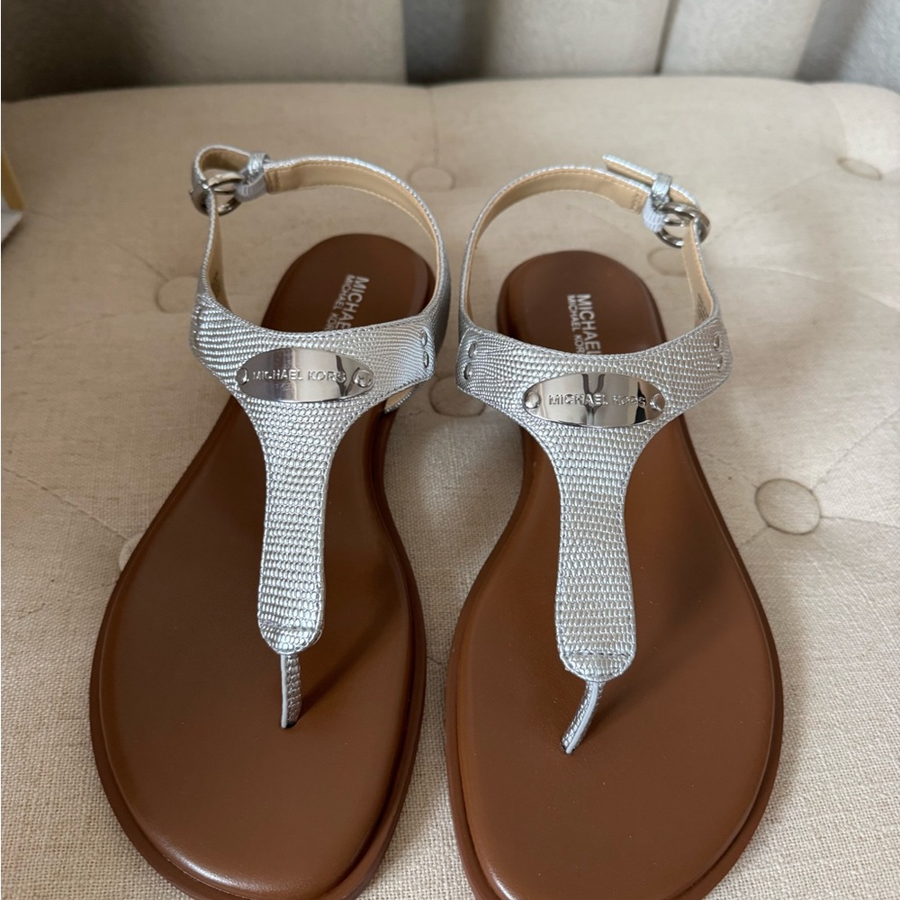 Michael Kors Silver Thong Sandals